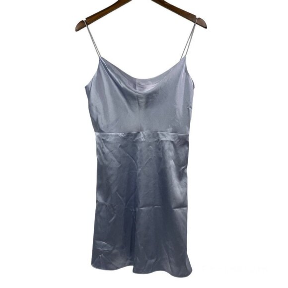 Top Shop Sateen Mini Slip Dress - Pale Blue, Size 6 - Picture 1 of 5